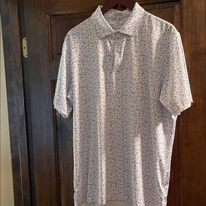 Peter Millar Men's White Patterned Polo Shirt - Large